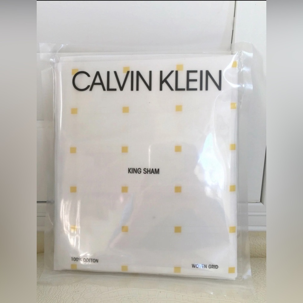 Calvin Klein Luxury Home Edith Woven Grid 1x KING‎ SHAM 100% Cotton